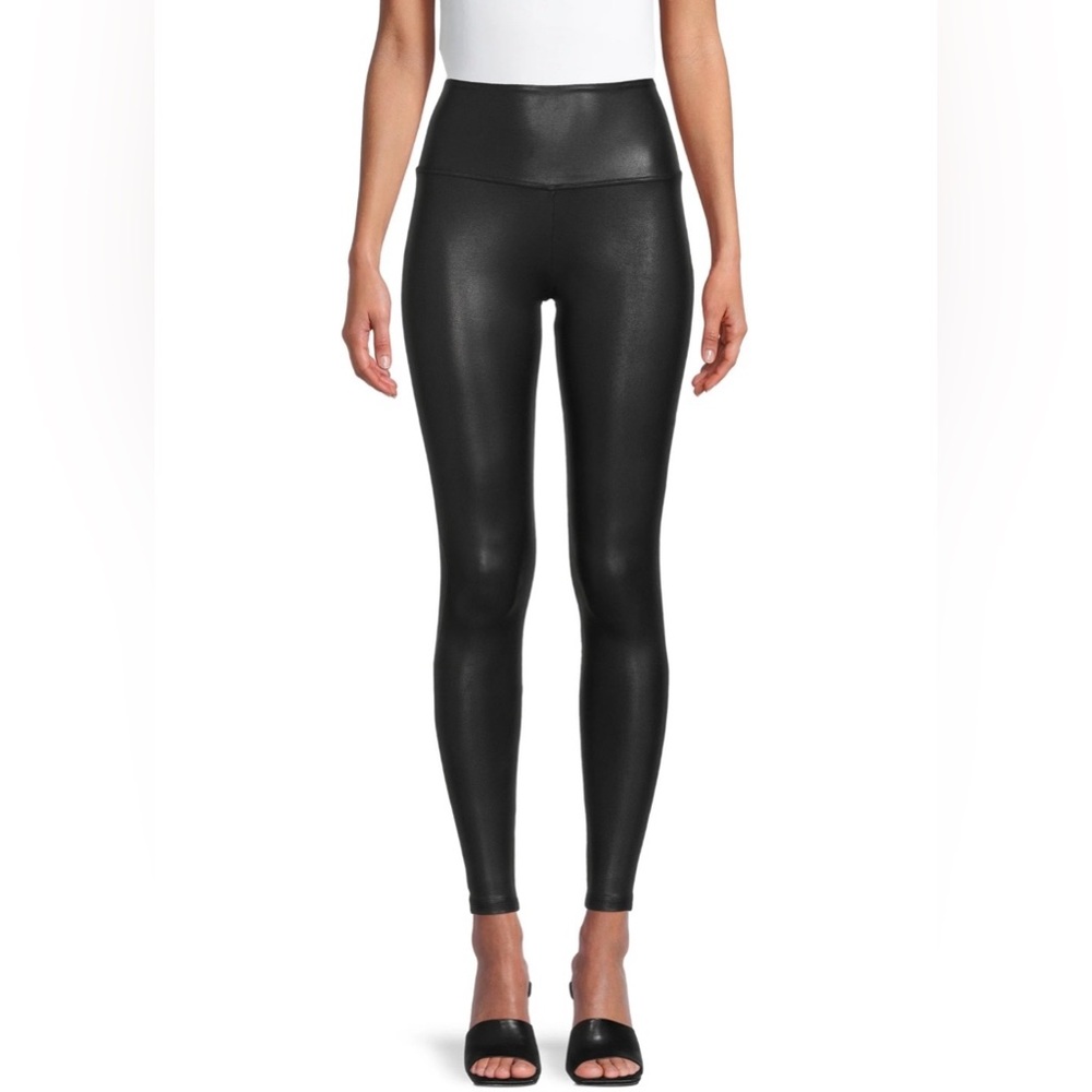 Time & Tru Sleek Black High-Waisted Faux Leather Leggings